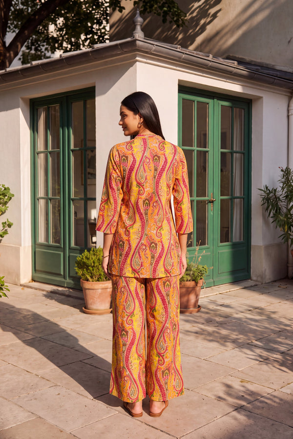 Turmeric Swirl Angrakha Cotton Co-ord Set