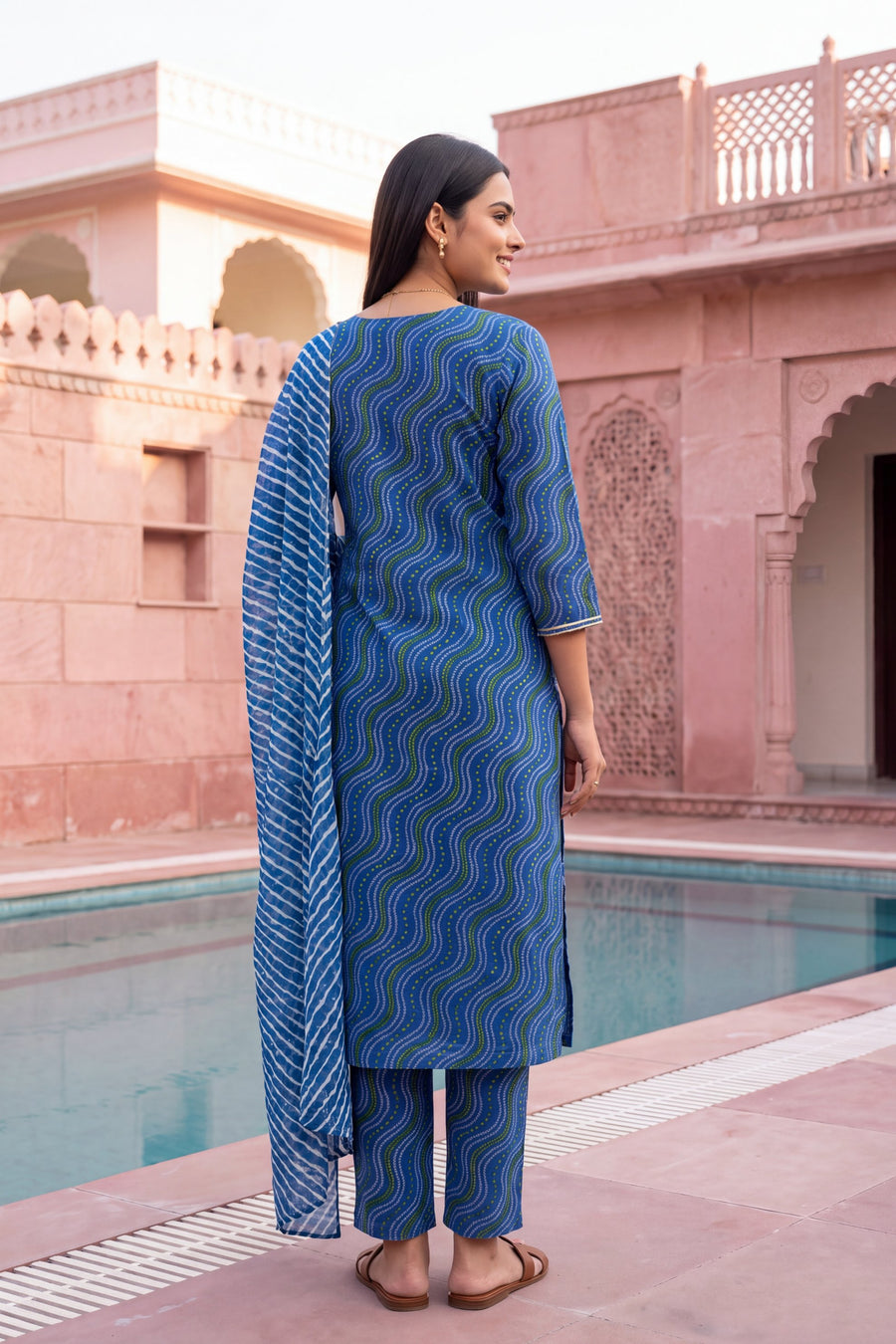Cobalt Lantern Cotton Dupatta Set — image 6