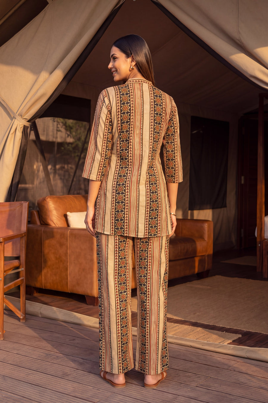 Dune Stripe Angrakha Cotton Co-ord Set — image 8