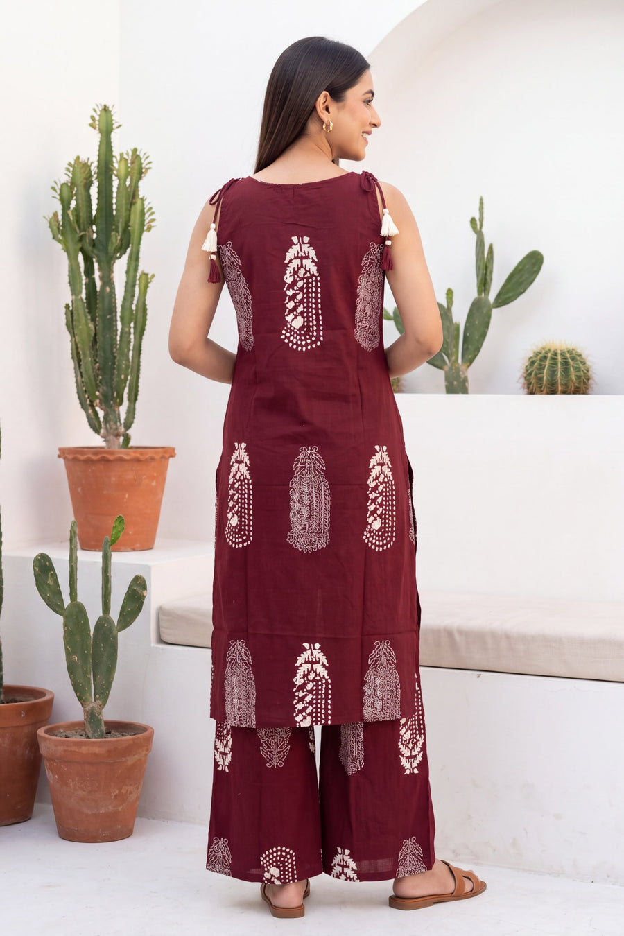Merlot Ease Sleeveless Cotton Co-ord Set — image 8