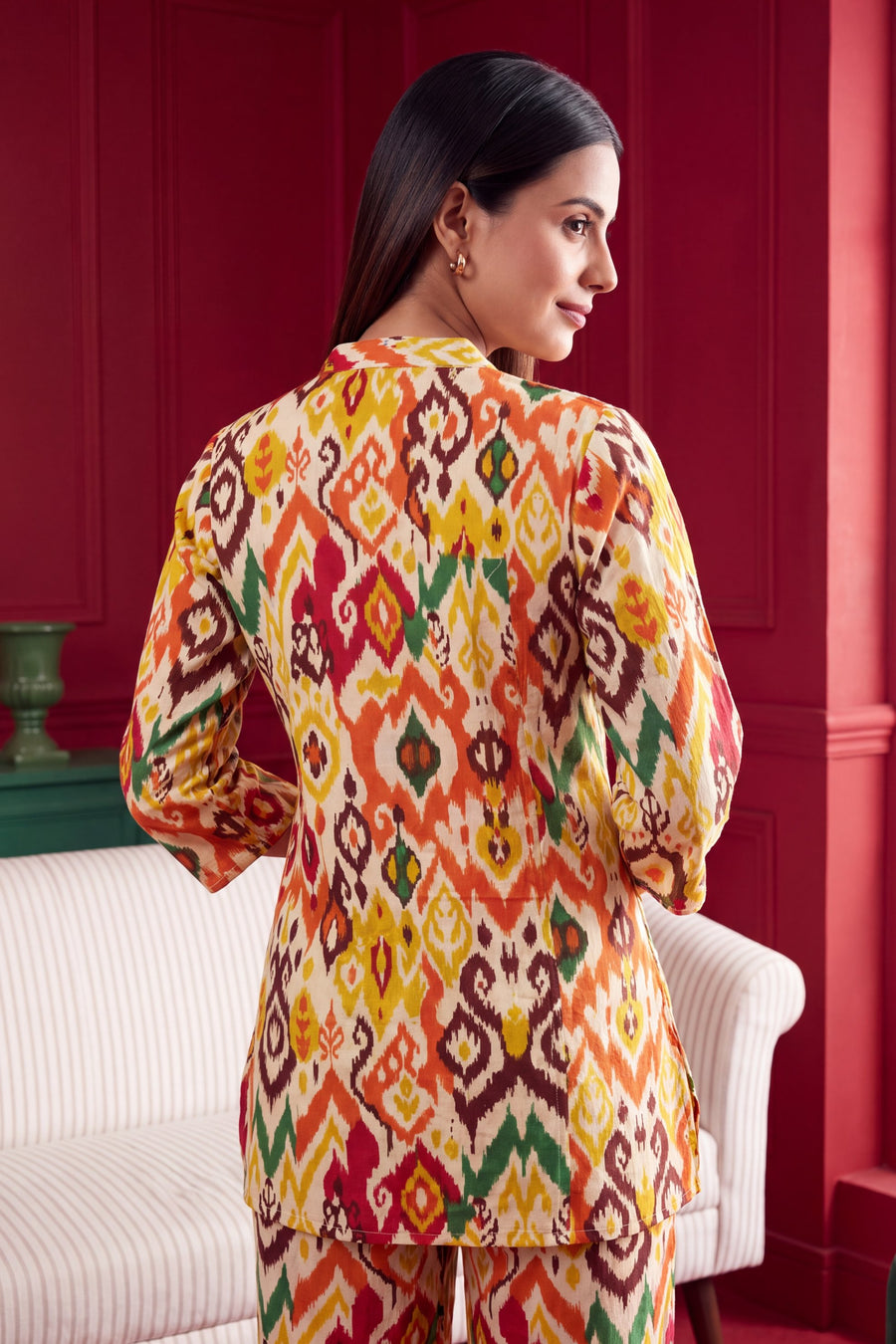 Sunburst Ikat Angrakha Cotton Co-ord Set — image 10