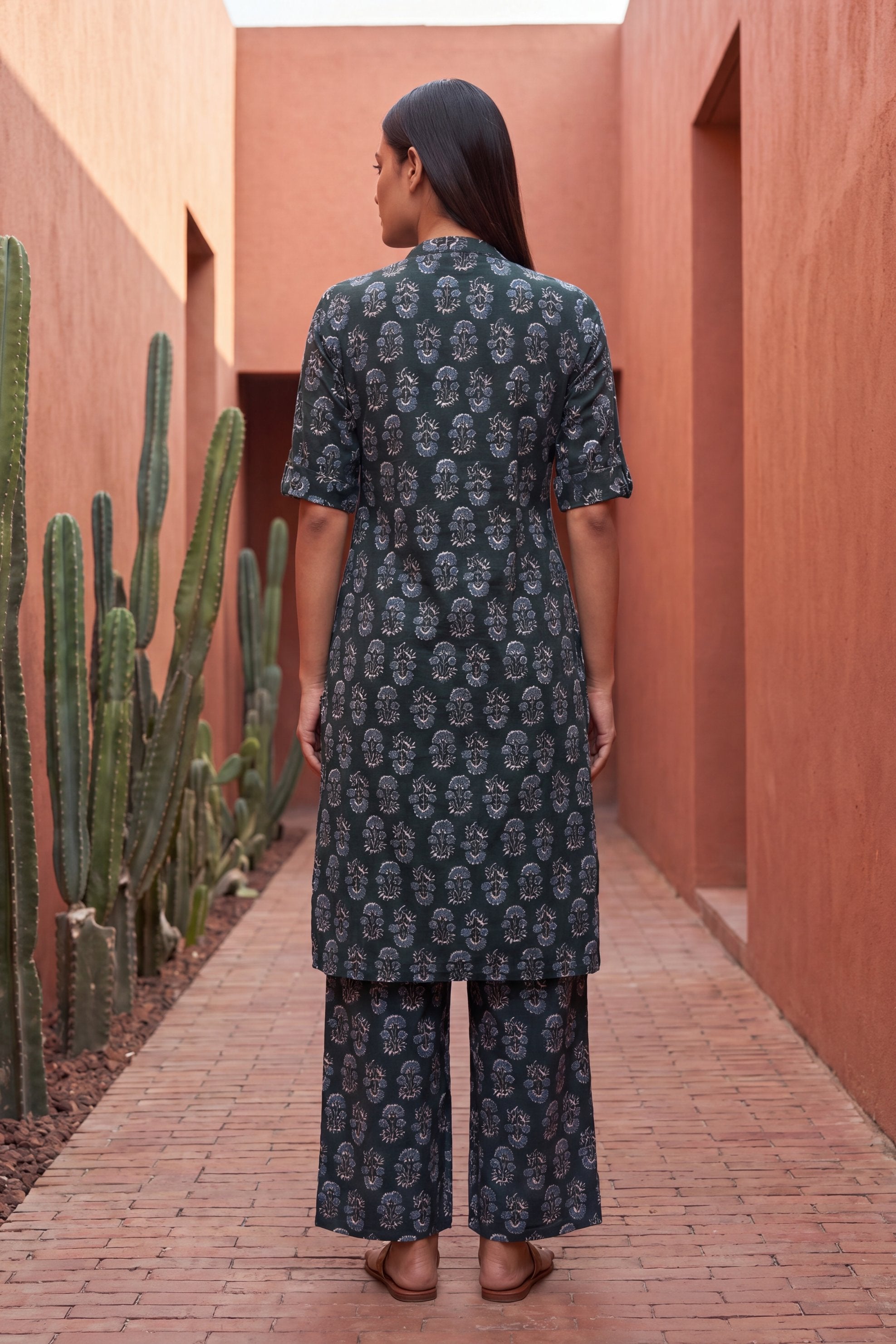 Sonata Sage Mandarin Cotton Co-ord Set