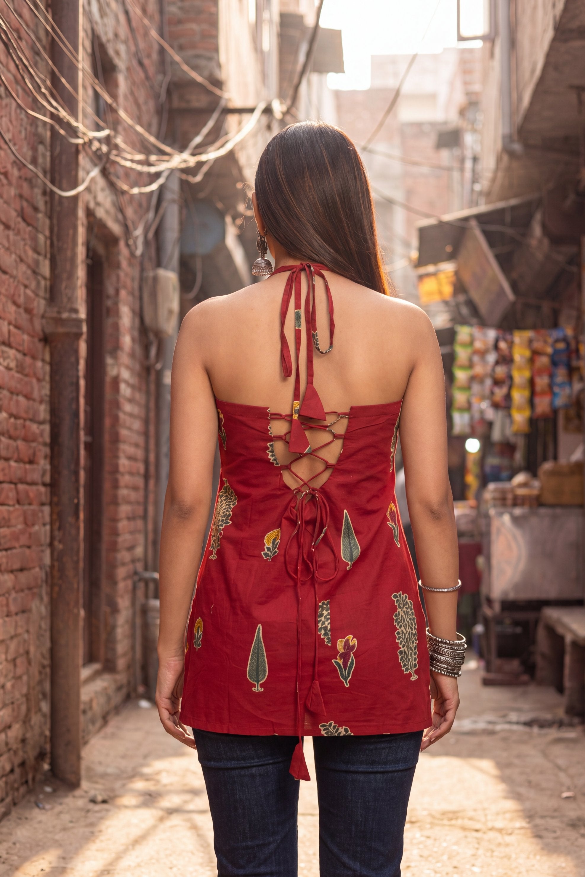 Burgundy Sonata Halter Cotton Top