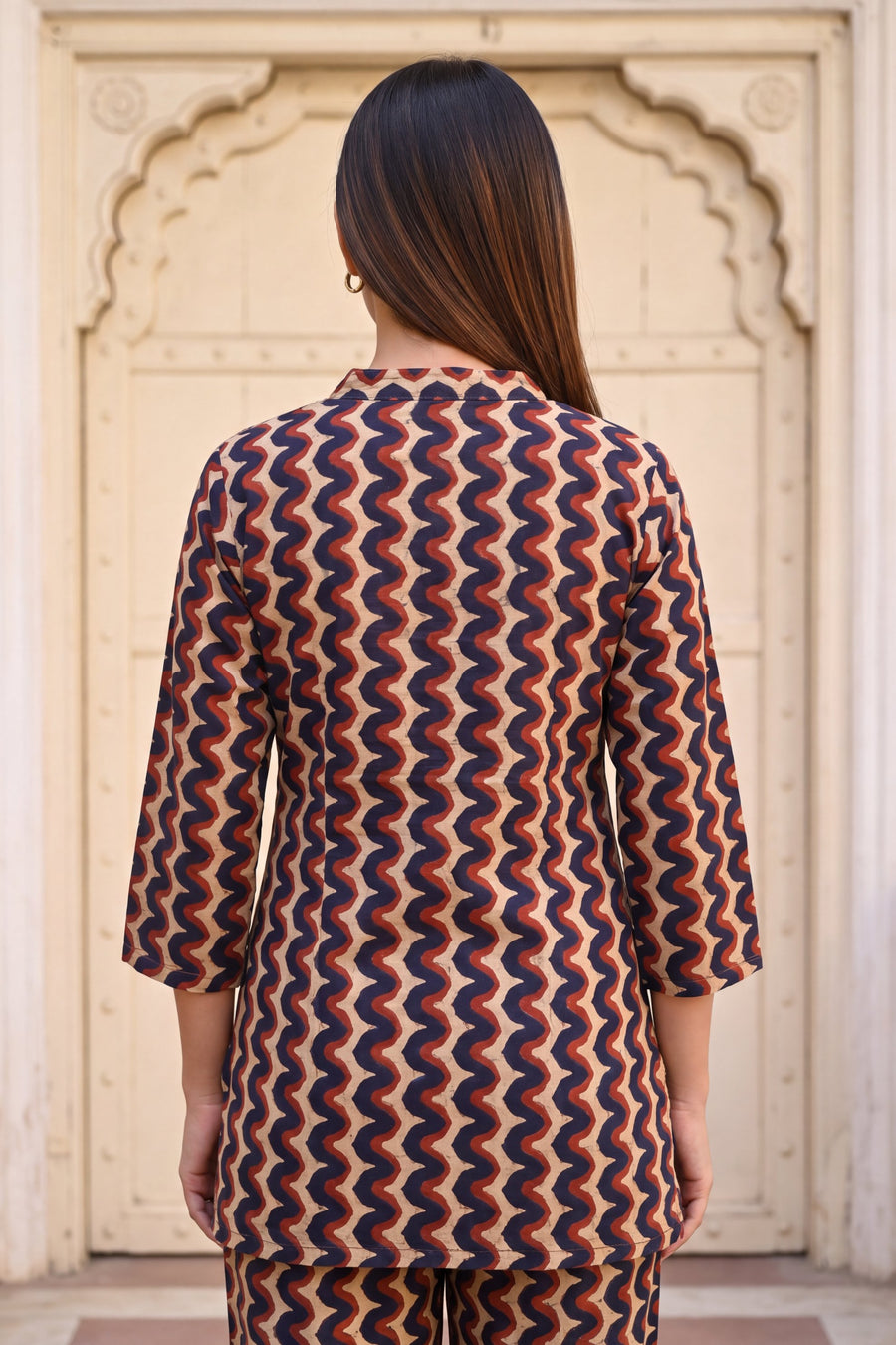 Midnight Chevron Angrakha Cotton Co-ord Set — image 9