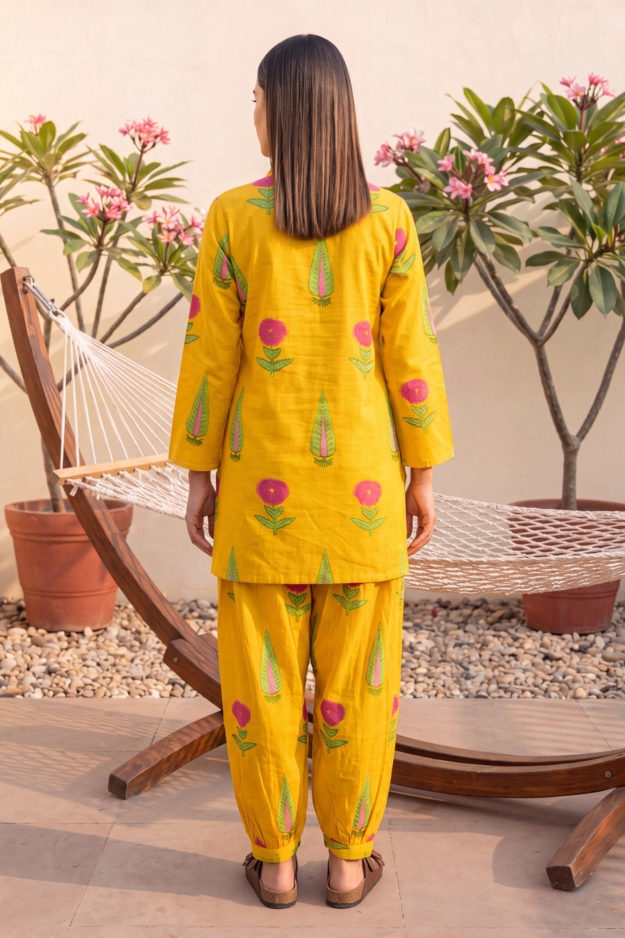 Marigold Glow Cotton Farshi Salwar Set — image 8
