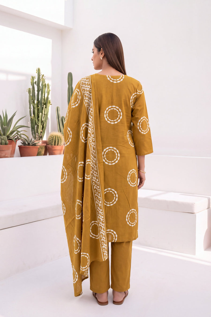 Saffron Trail Cotton Dupatta Set — image 5
