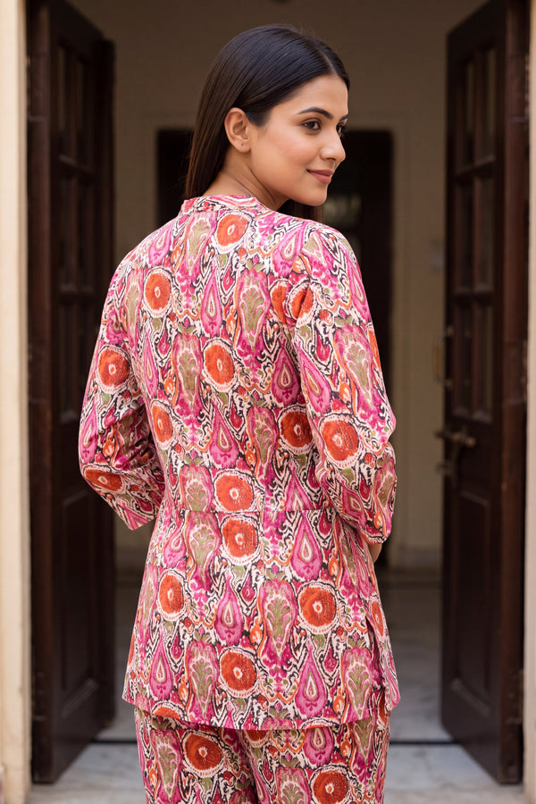 Peony Drift Angrakha Cotton Co-ord Set