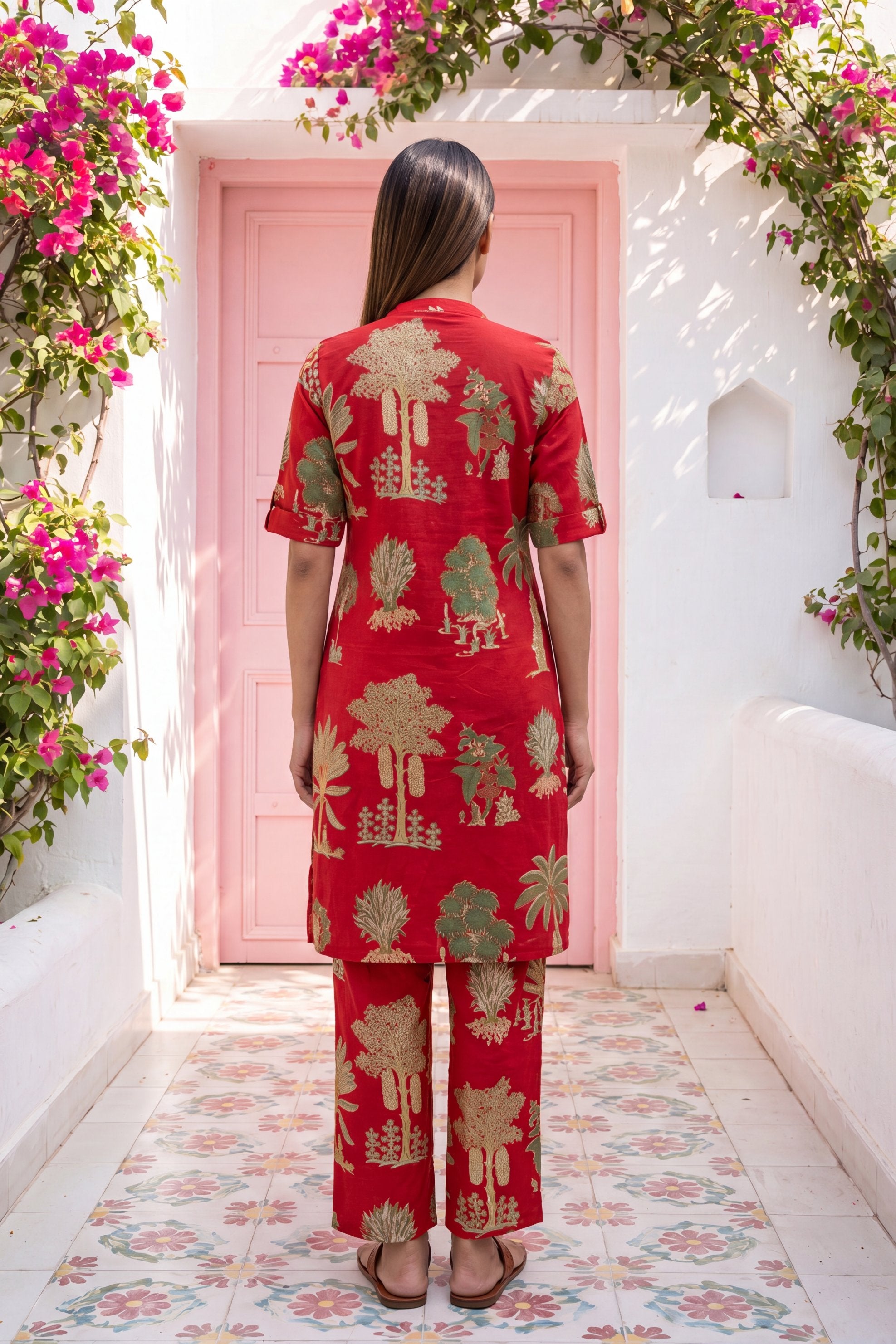 Cabernet Red Mandarin Cotton Co-ord Set