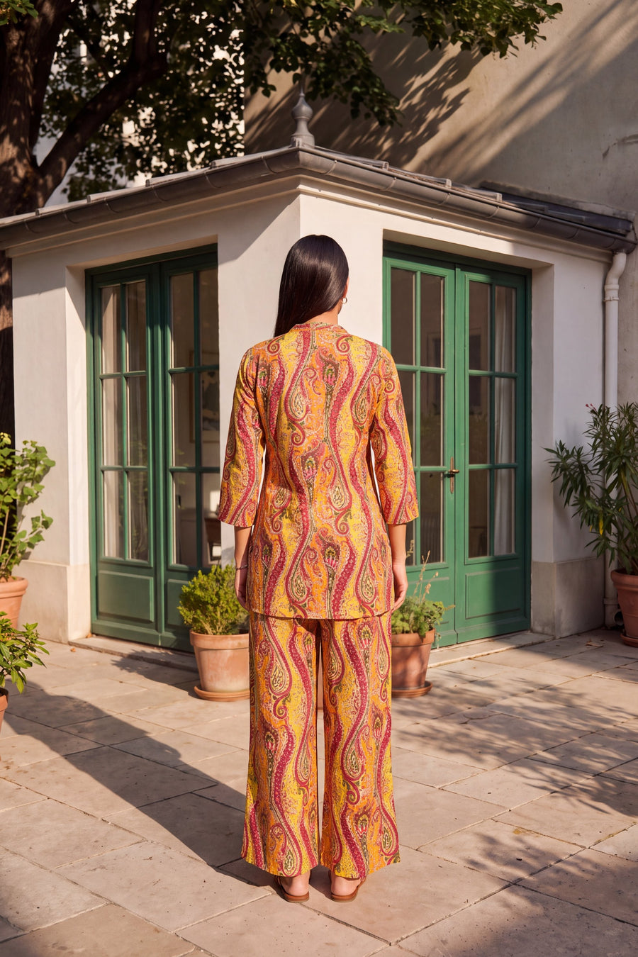 Turmeric Swirl Angrakha Cotton Co-ord Set — image 8