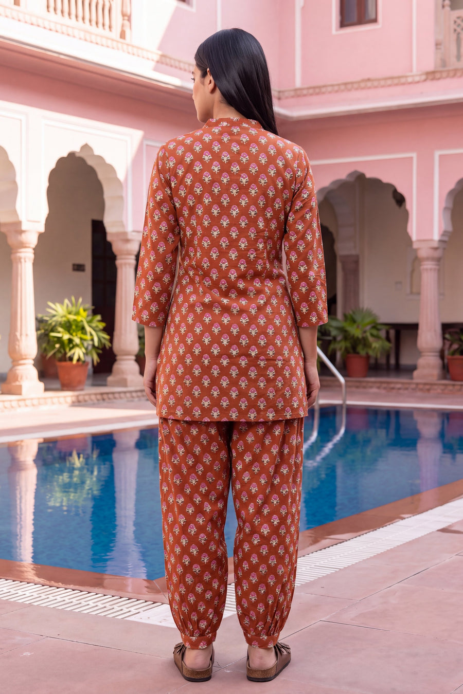 Garnet Ripple Cotton Farshi Salwar Set — image 10