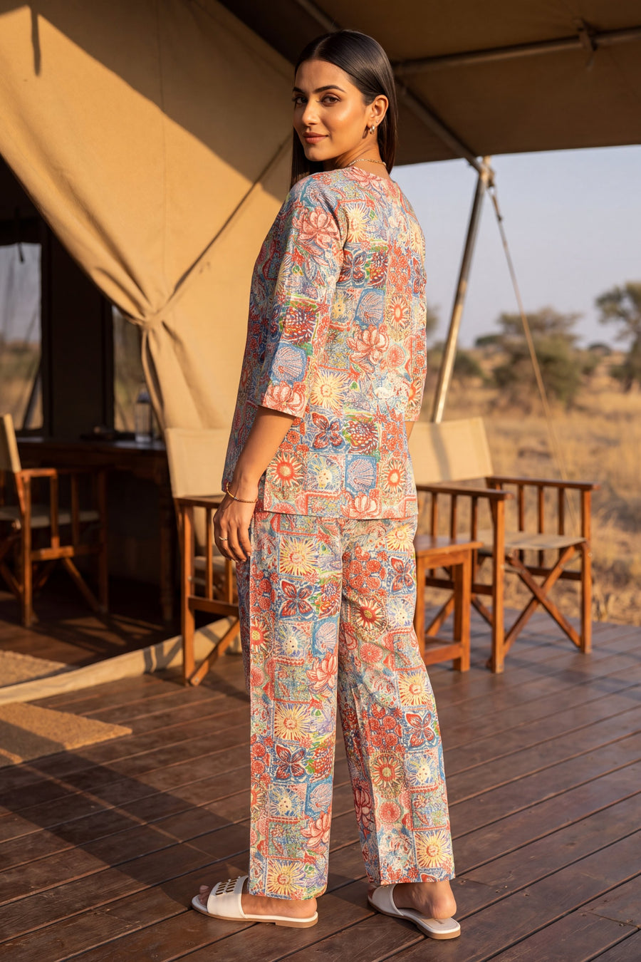 Pastel Mosaic Angrakha Cotton Co-ord Set — image 8
