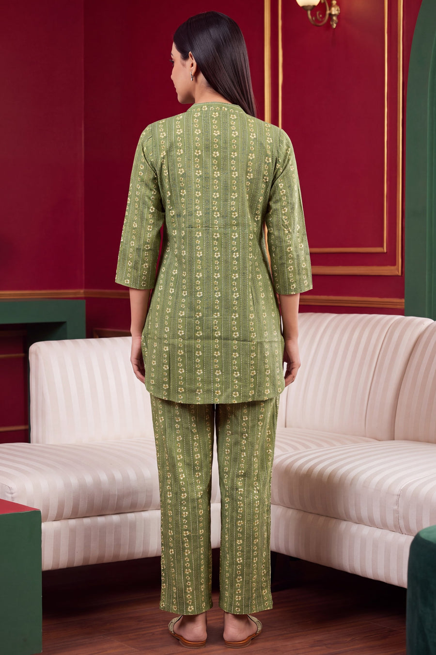 Fern Whisper Angrakha Cotton Co-ord Set — image 9