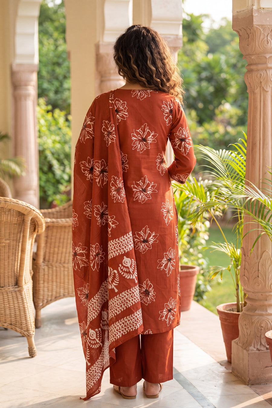 Persimmon Glow Cotton Dupatta Set — image 6