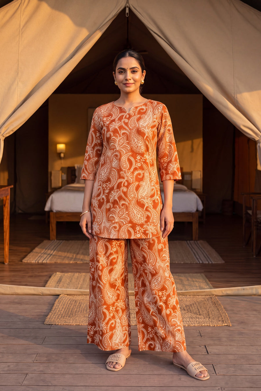 Copper Paisley Cotton Co-ord Set — image 10