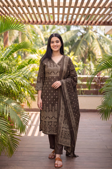 Cocoa Trail Cotton Dupatta Set