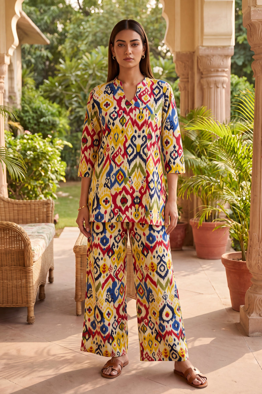 Festive Ikat Angrakha Cotton Co-ord Set — image 11