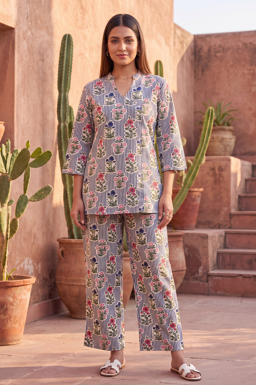 Misty Bluebell Angrakha Cotton Co-ord Set — image 10