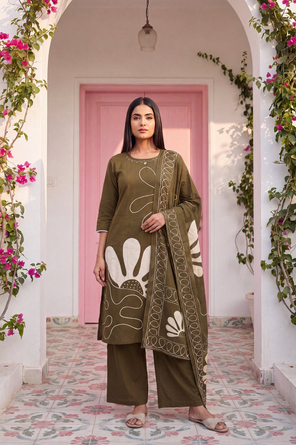 Olive Grove Cotton Dupatta Set