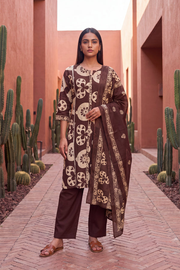 Cocoa Dune Cotton Dupatta Set