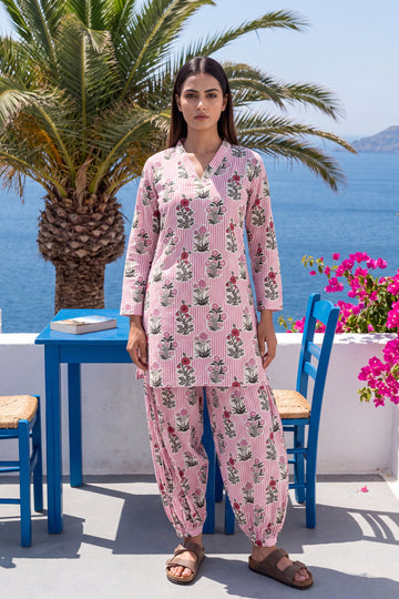 Pearl Dawn Cotton Farshi Salwar Set