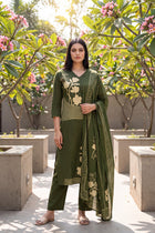Fern Meadow Green Cotton Dupatta Set