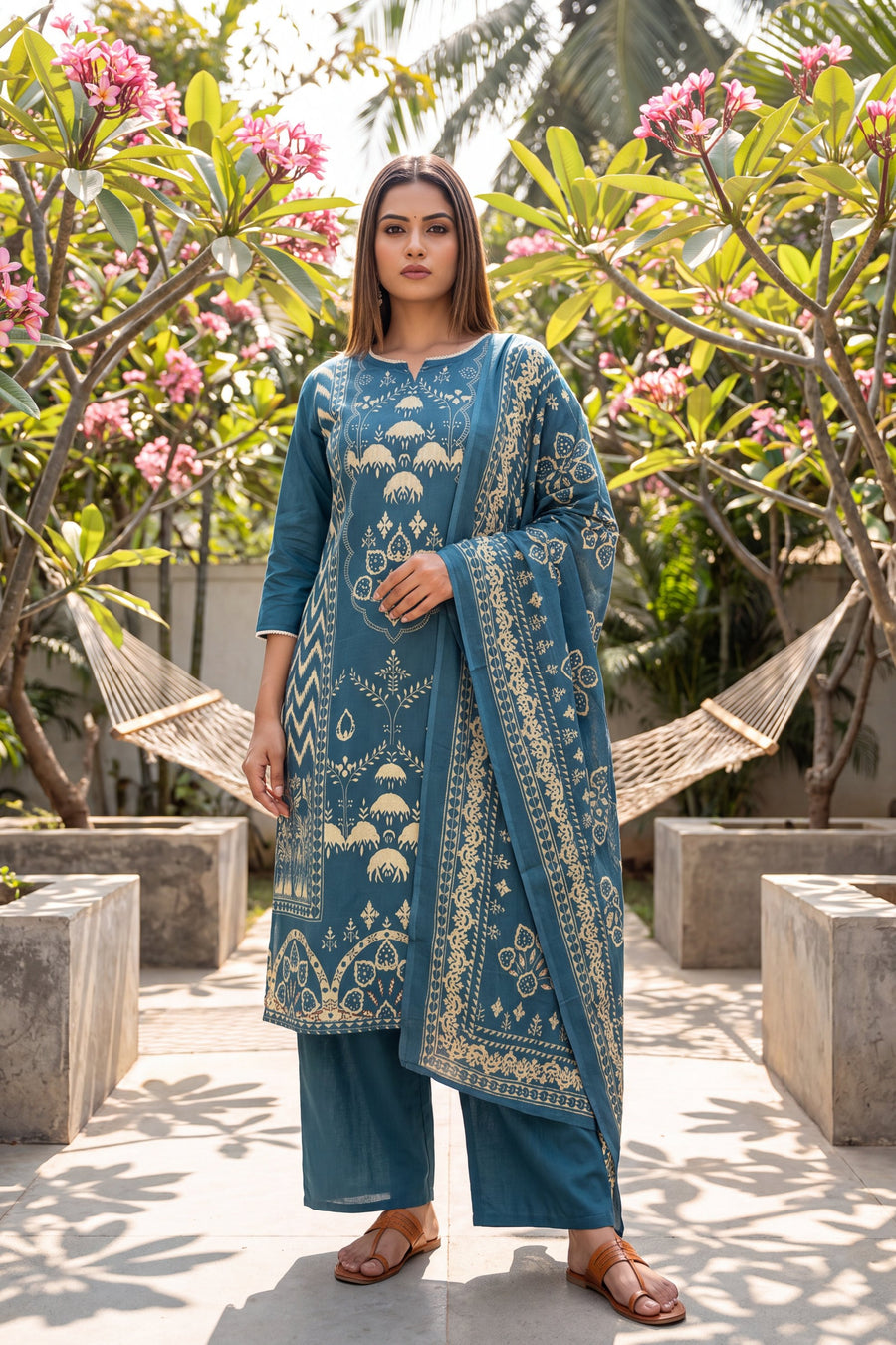 Forge Indigo Cotton Dupatta Set — image 5