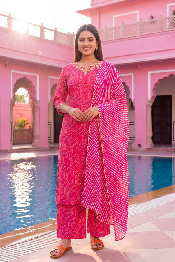 Peony Lantern Cotton Dupatta Set