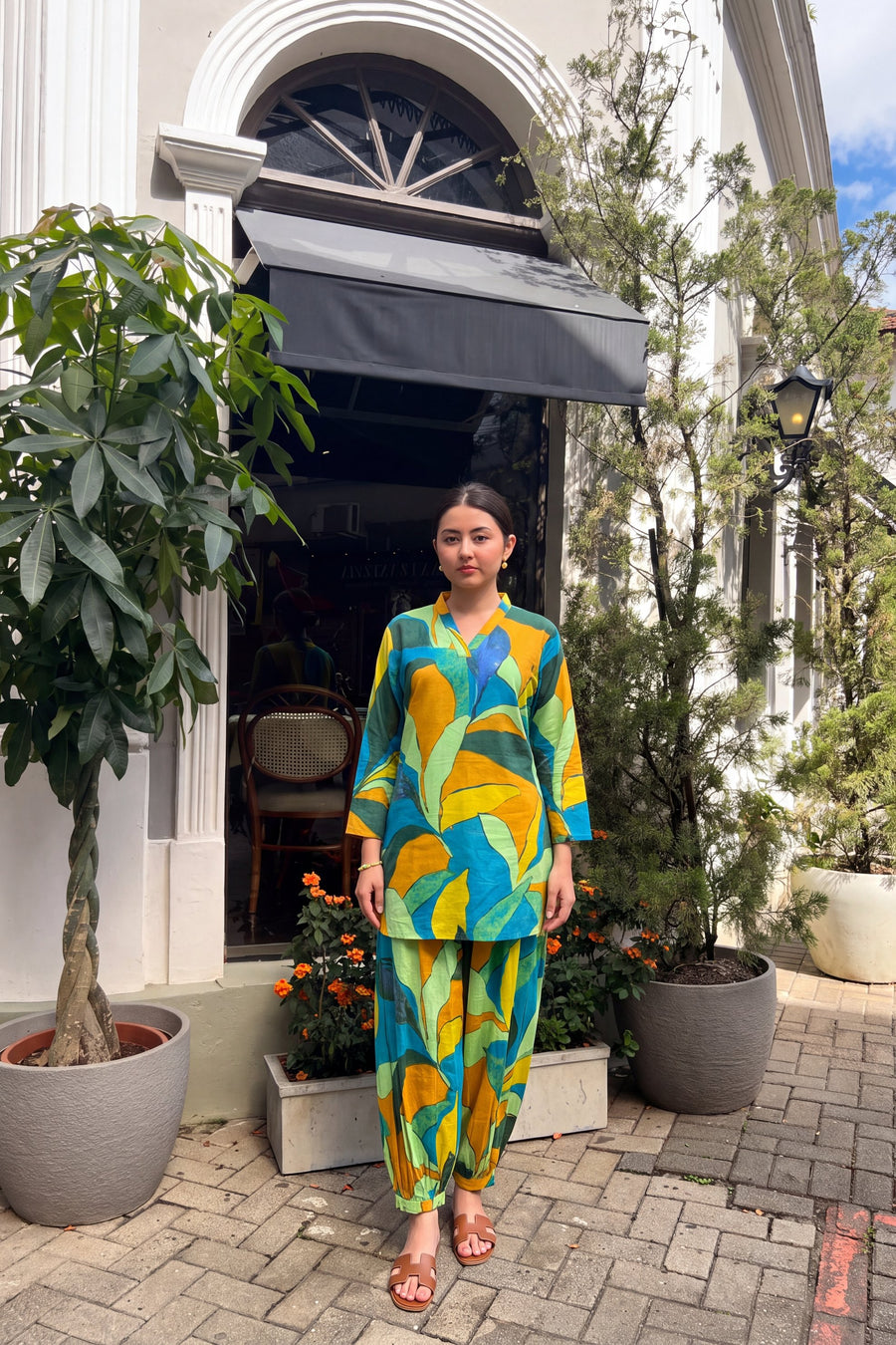 Teal Palm Cotton Farshi Salwar Set — image 8