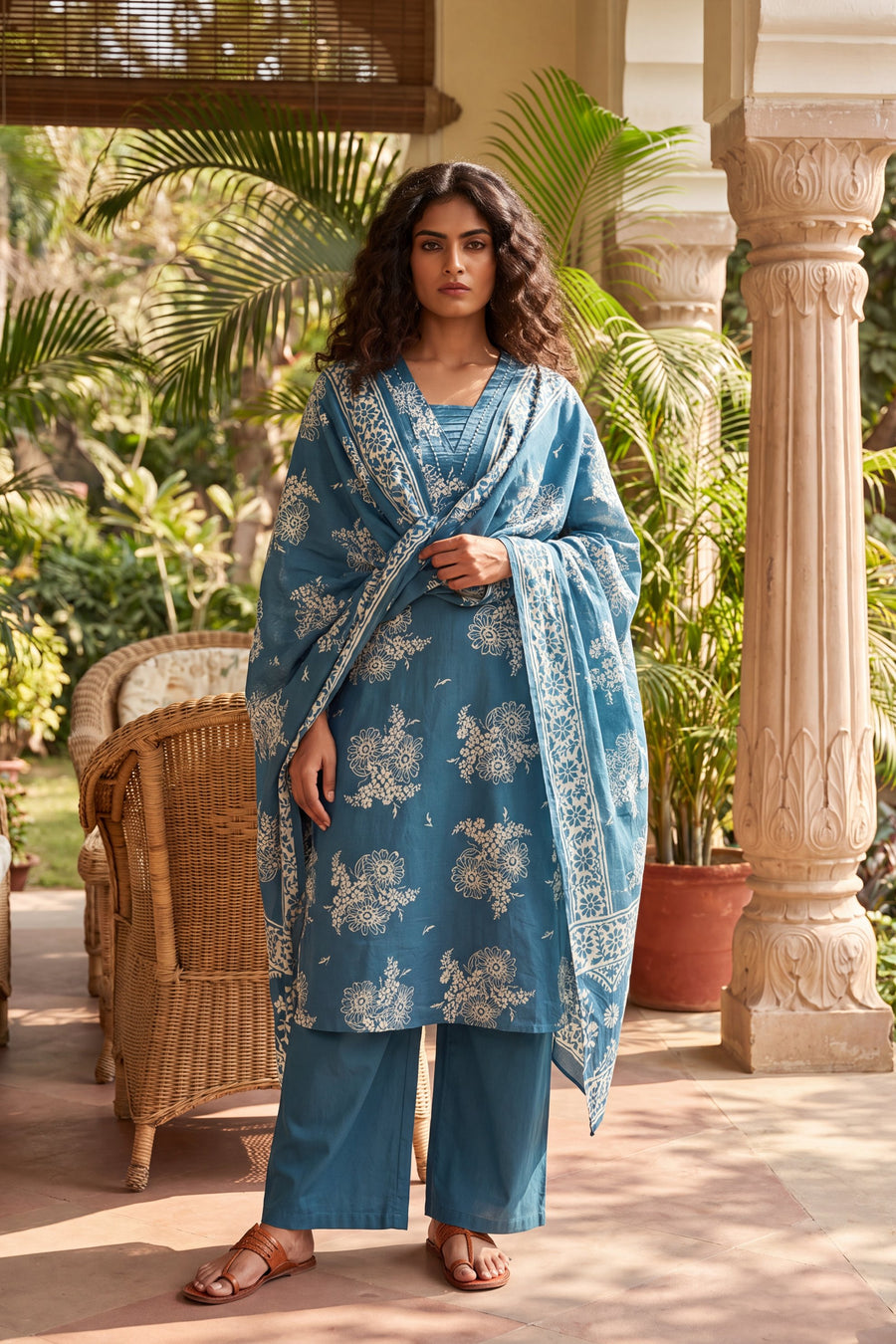 Bazaar Cobalt Cotton Dupatta Set — image 7