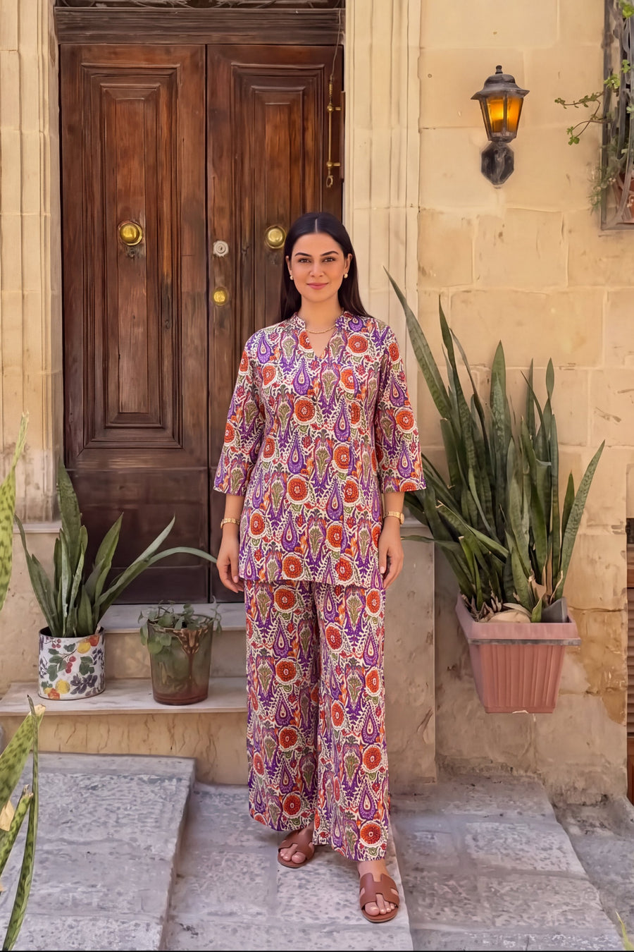 Amethyst Bloom Angrakha Cotton Co-ord Set — image 8