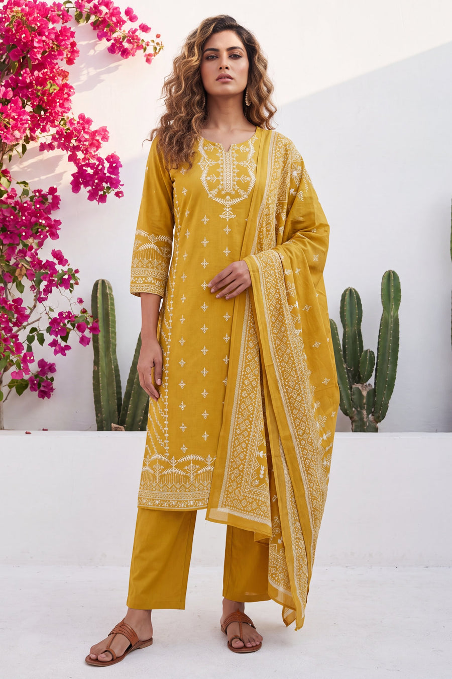 Toscana Goldenrod Cotton Dupatta Set — image 5
