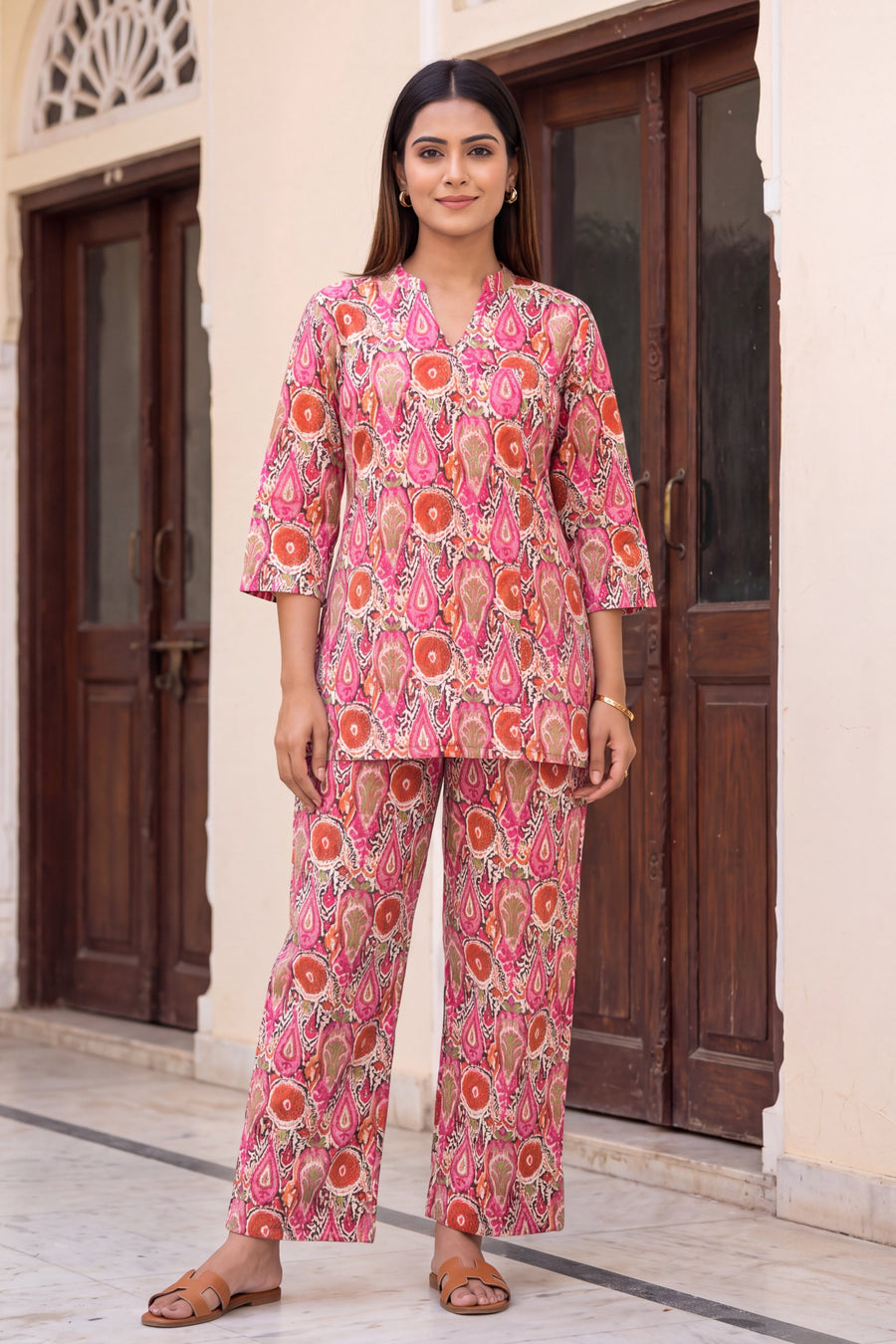 Peony Drift Angrakha Cotton Co-ord Set — image 9