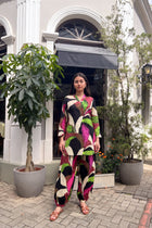 Magenta Foliage Cotton Farshi Salwar Set