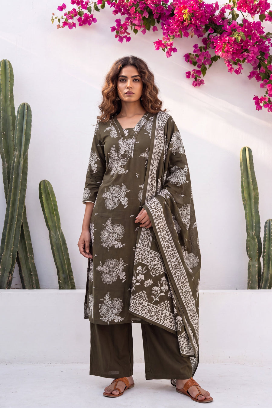 Crescendo Pine Cotton Dupatta Set — image 6