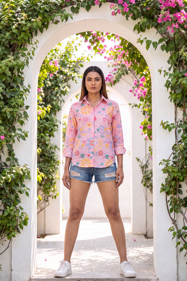 Flamingo Pink Cotton Shirt