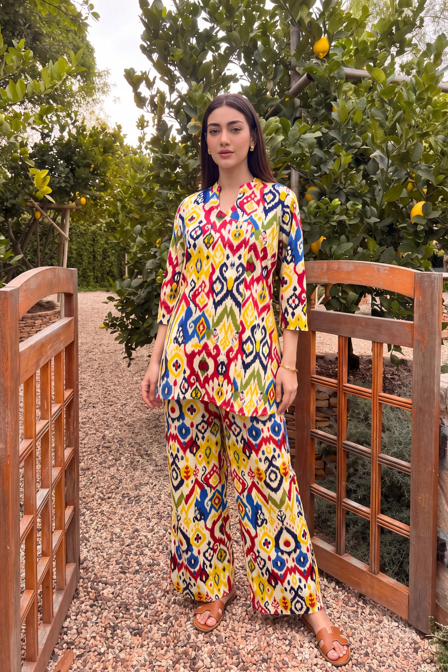 Festive Ikat Angrakha Cotton Co-ord Set — image 12