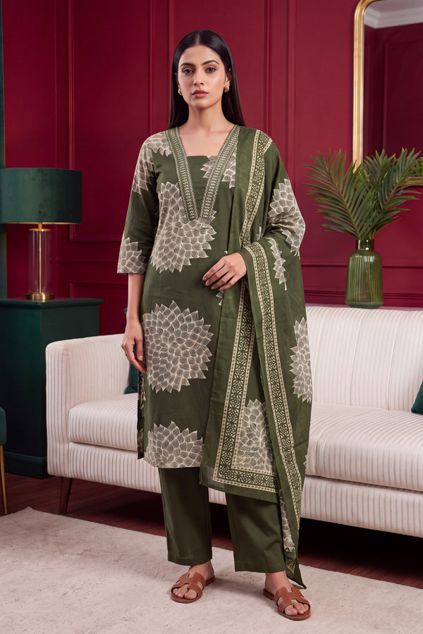 Basil Whisper Cotton Dupatta Set