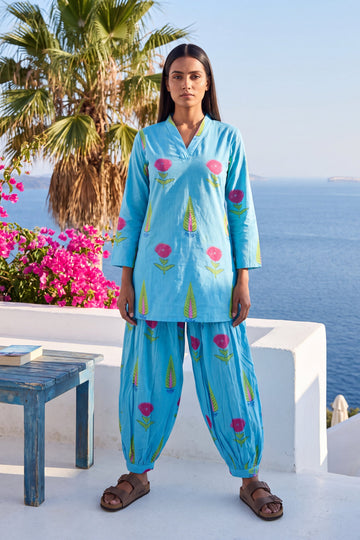 Azure Drift Cotton Farshi Salwar Set