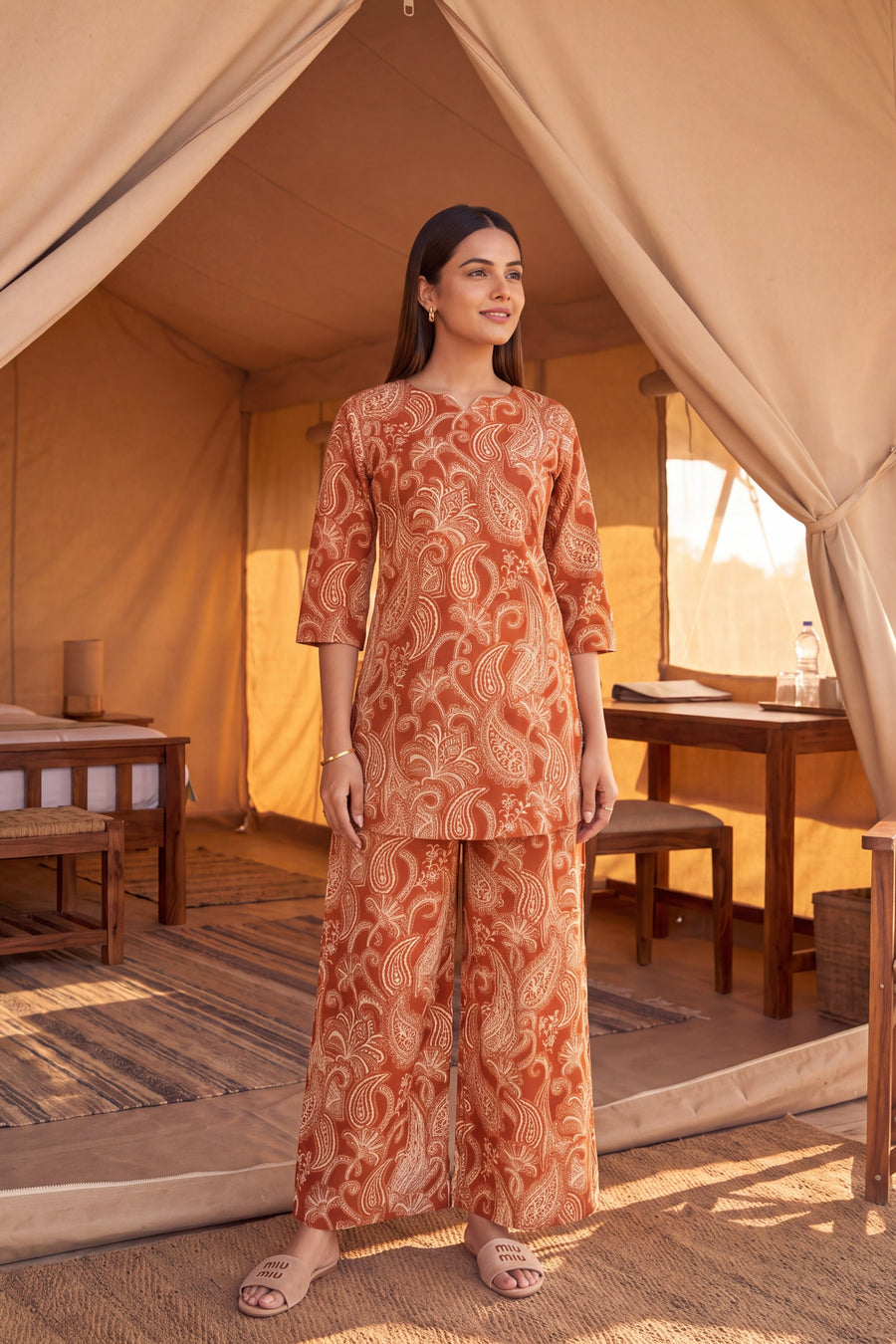 Copper Paisley Cotton Co-ord Set — image 4