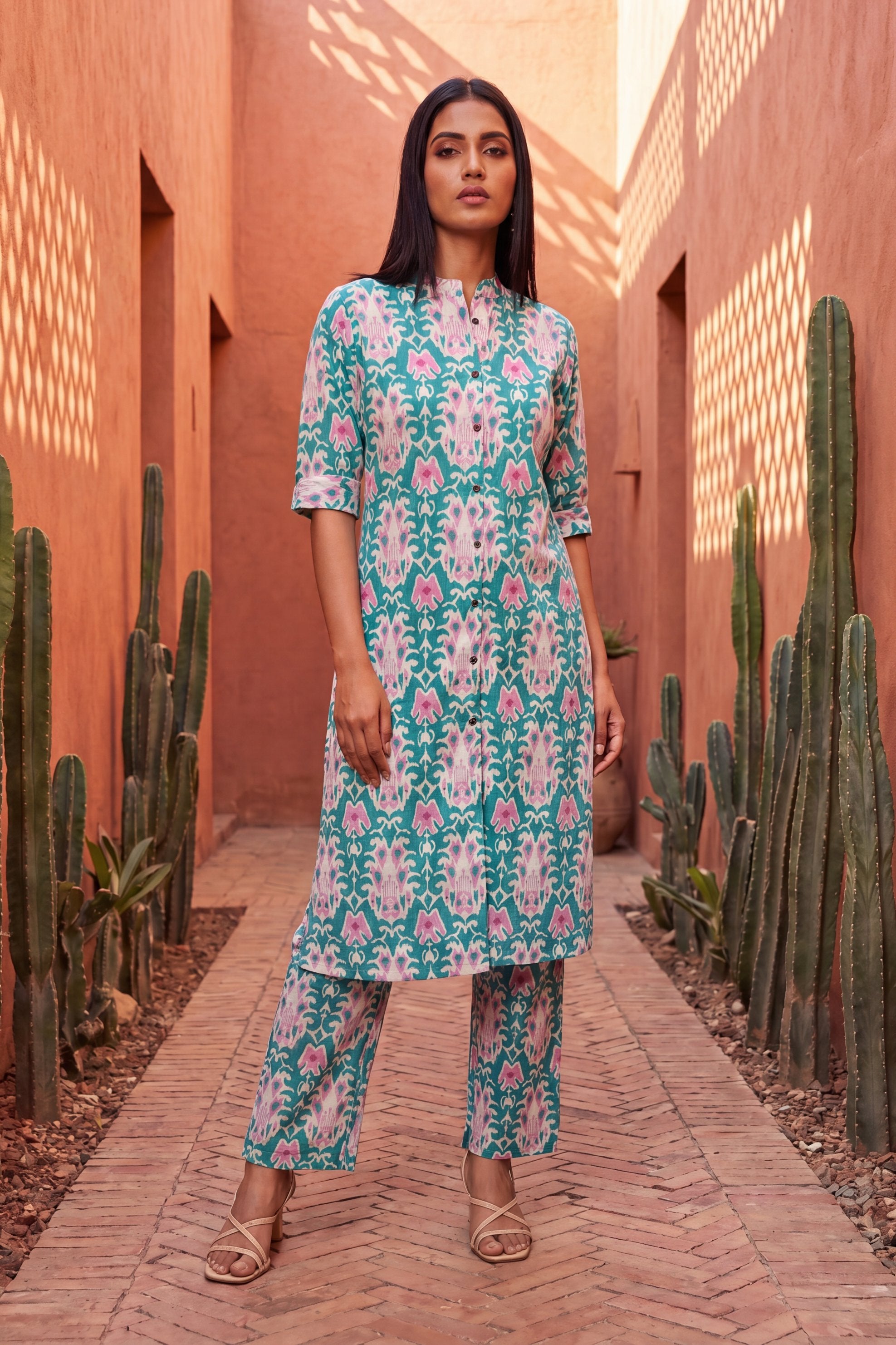 Atelier Olive Mandarin Cotton Co-ord Set