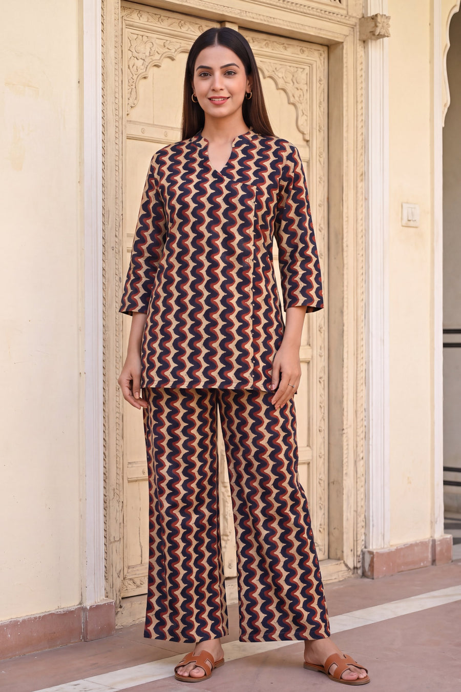Midnight Chevron Angrakha Cotton Co-ord Set — image 10