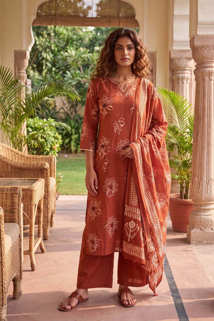 Persimmon Glow Cotton Dupatta Set — image 7