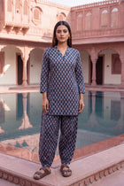 Indigo Ripple Cotton Farshi Salwar Set