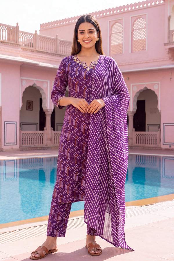 Orchid Lantern Cotton Dupatta Set