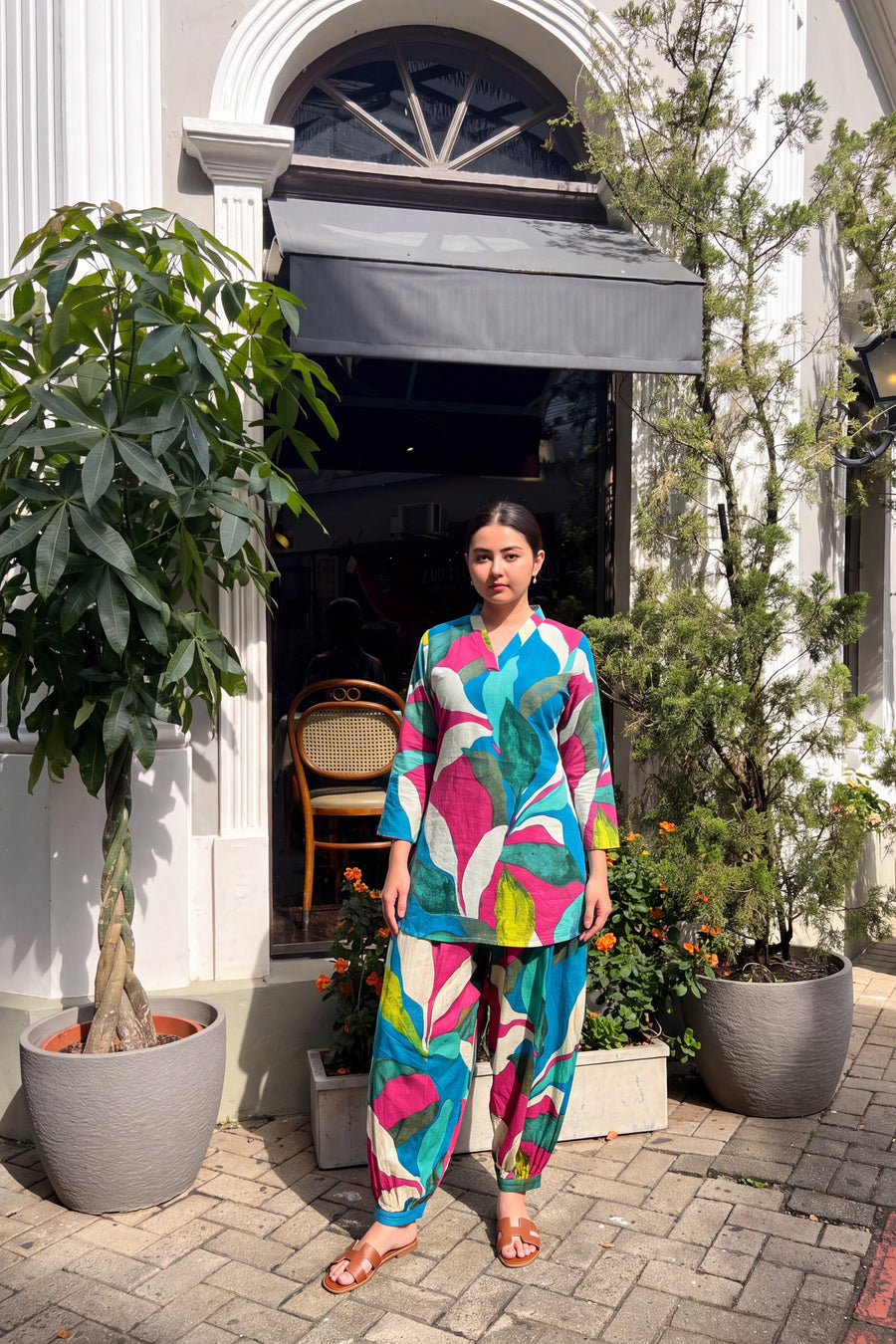 Lagoon Foliage Cotton Farshi Salwar Set — image 3