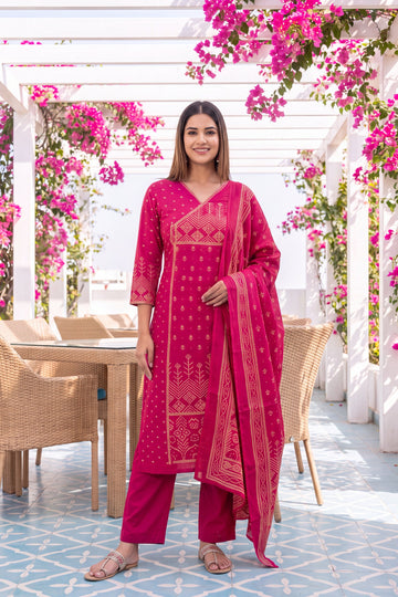 Petal Haven Cotton Dupatta Set