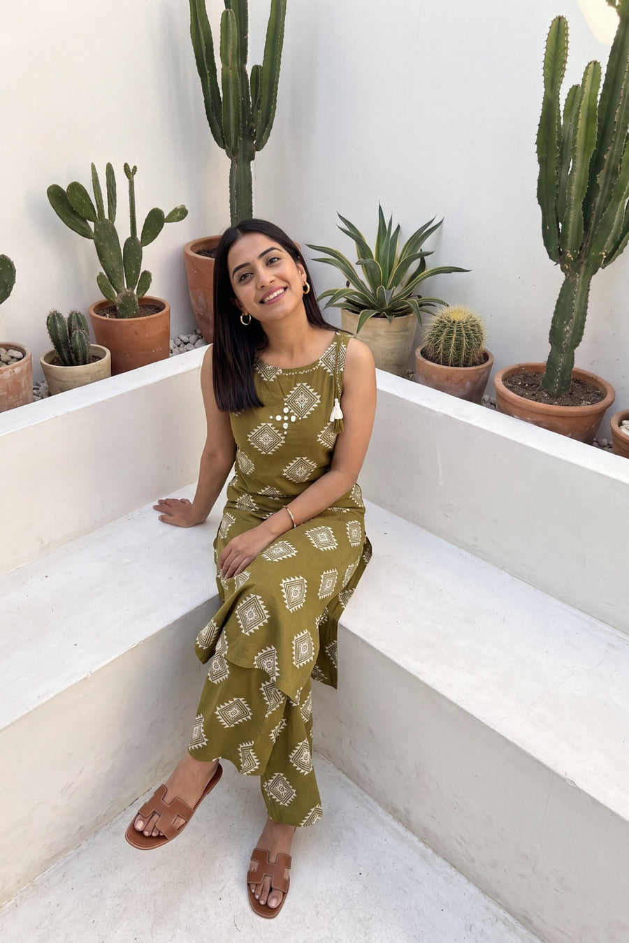 Verdant Ease Sleeveless Cotton Co-ord Set — image 7