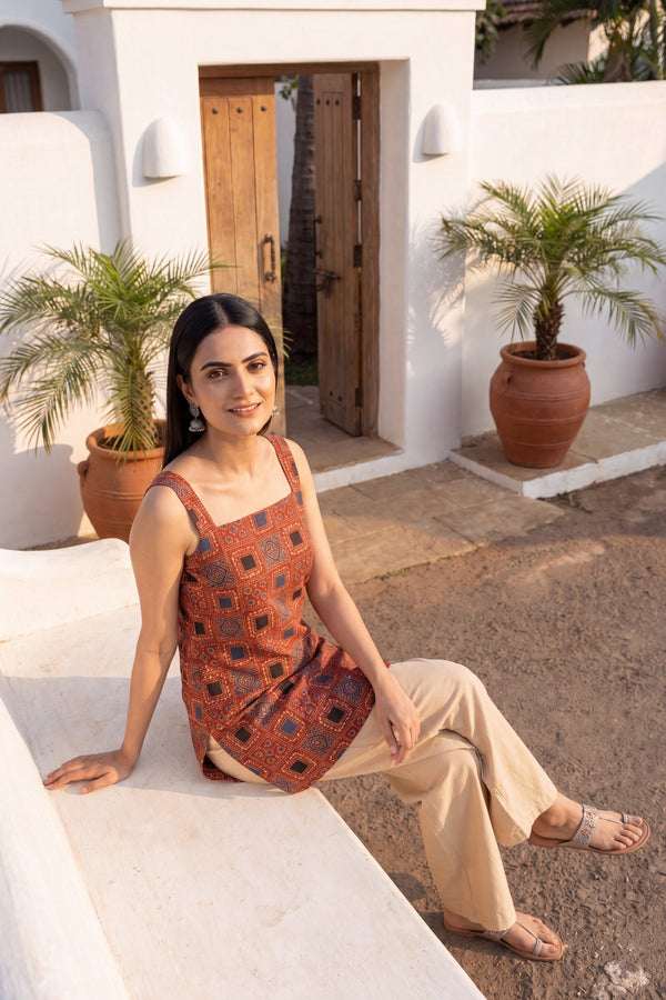 Wine Reverie Square Neck Cotton Top