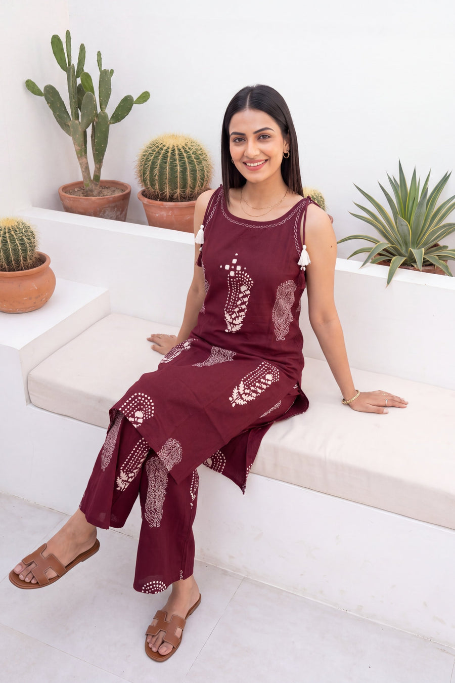 Merlot Ease Sleeveless Cotton Co-ord Set — image 7
