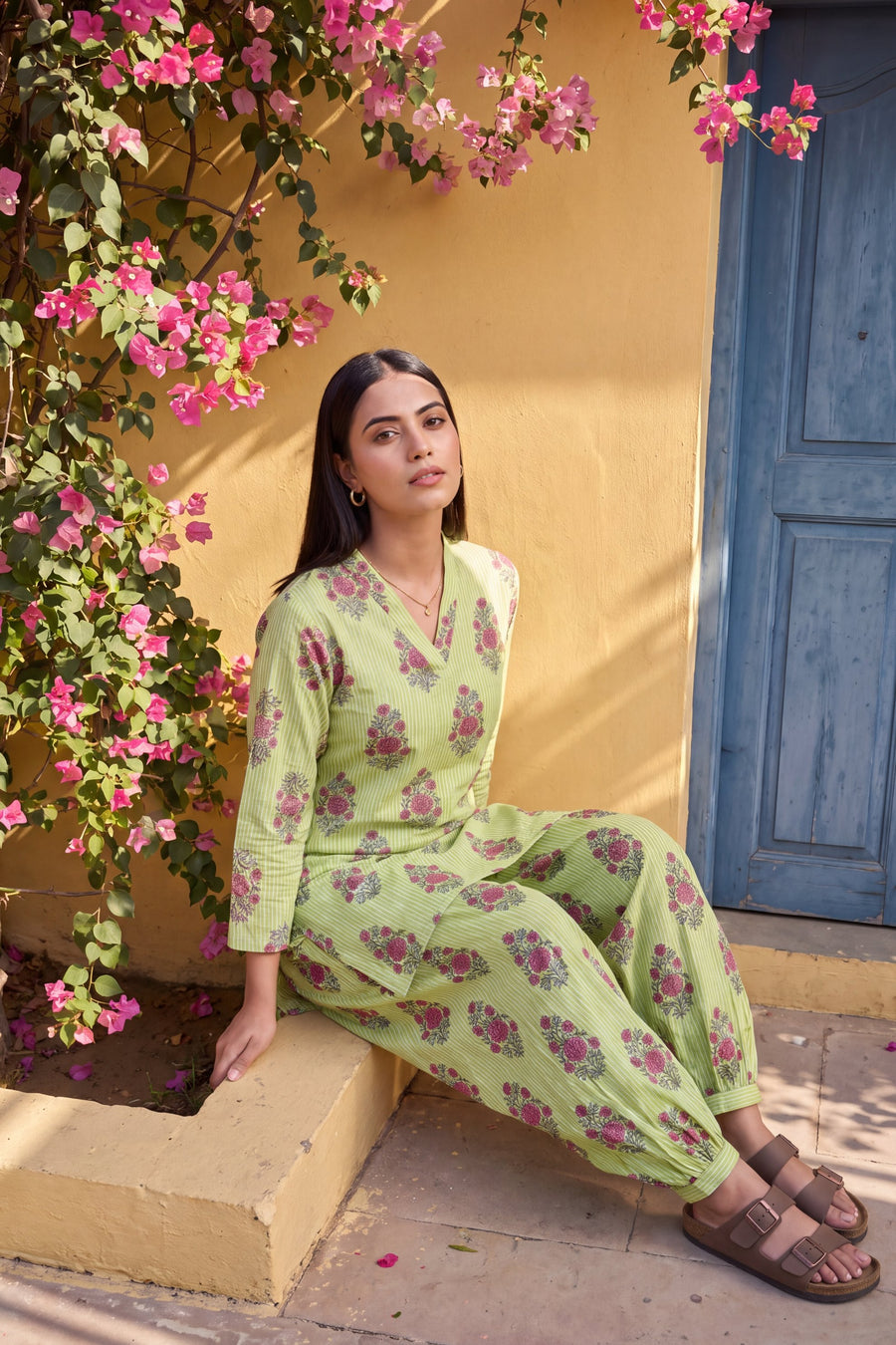 Emerald Ripple Cotton Farshi Salwar Set — image 6